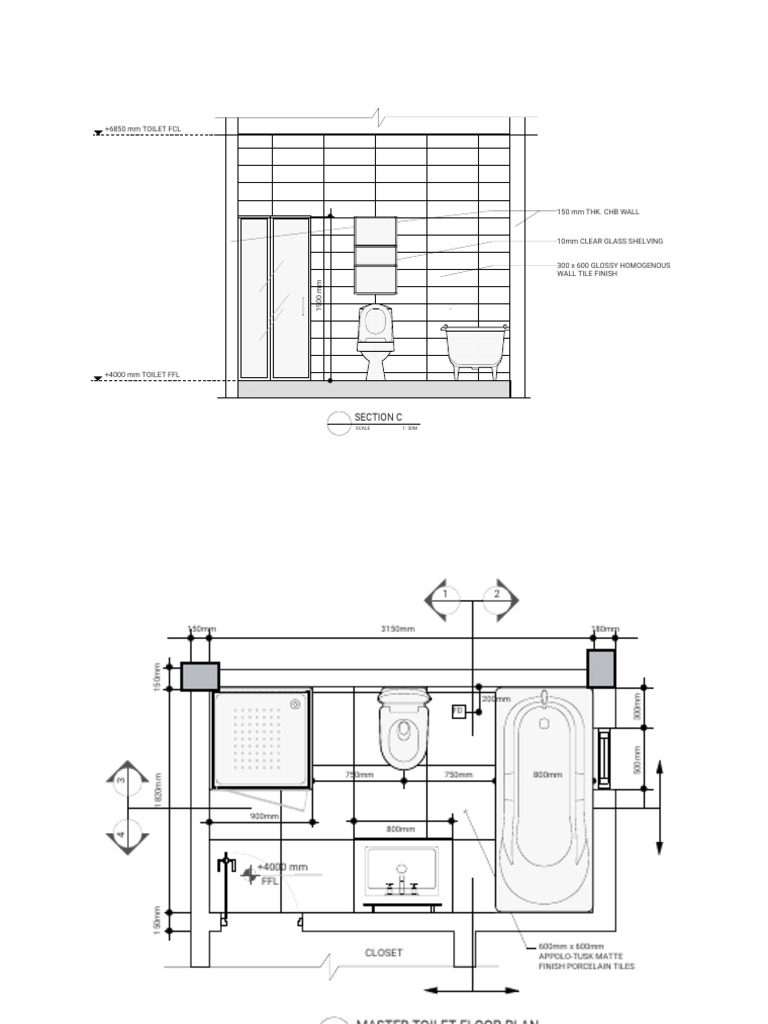 Master Toilet Floor Plan Details | PDF | Structural Engineering ...