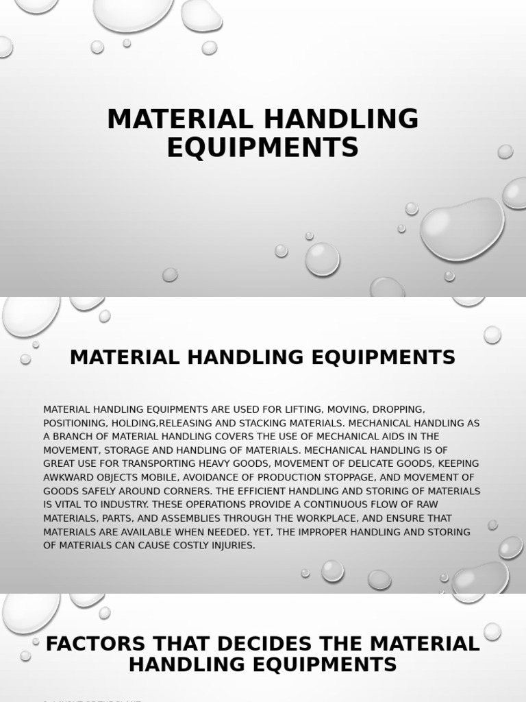 Overview of Material Handling Equipment | PDF | Manufactured Goods
