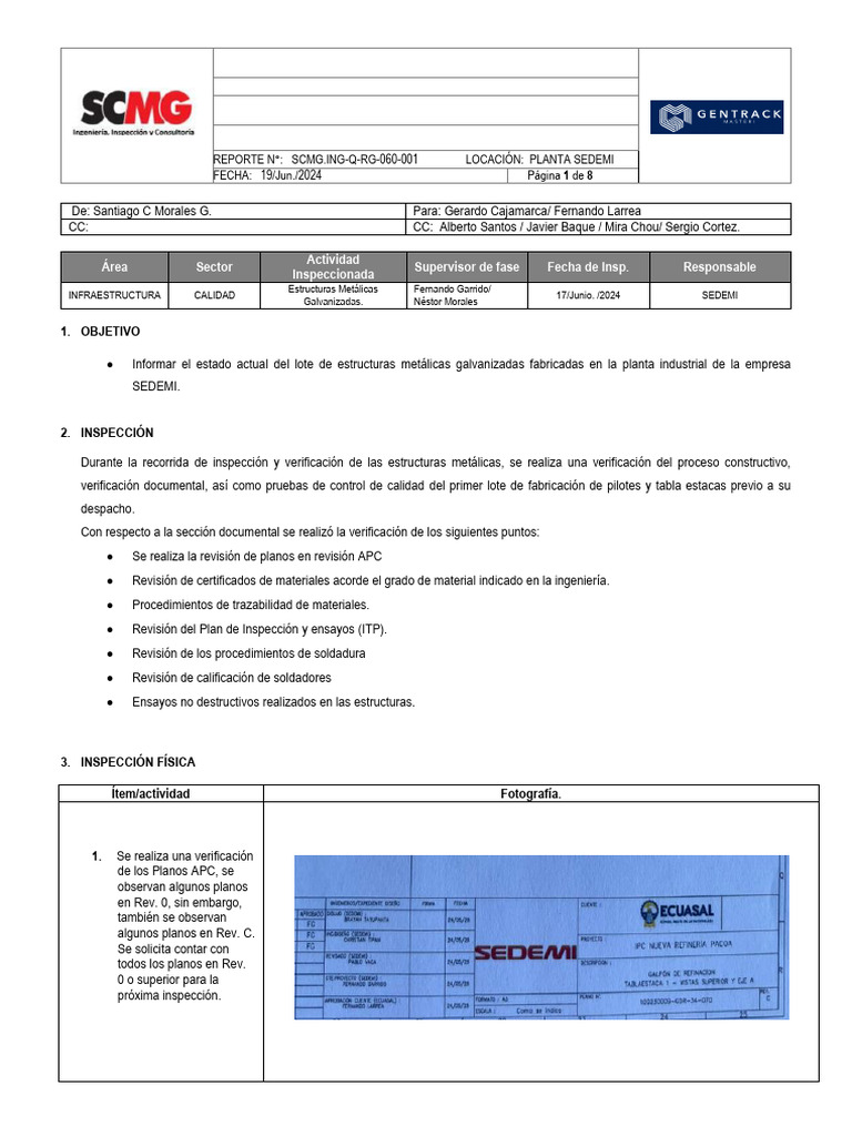 SCMG - Ing Q RG 060 001 Informe Sedemi 17.6.2024 | PDF | Procesos de ...