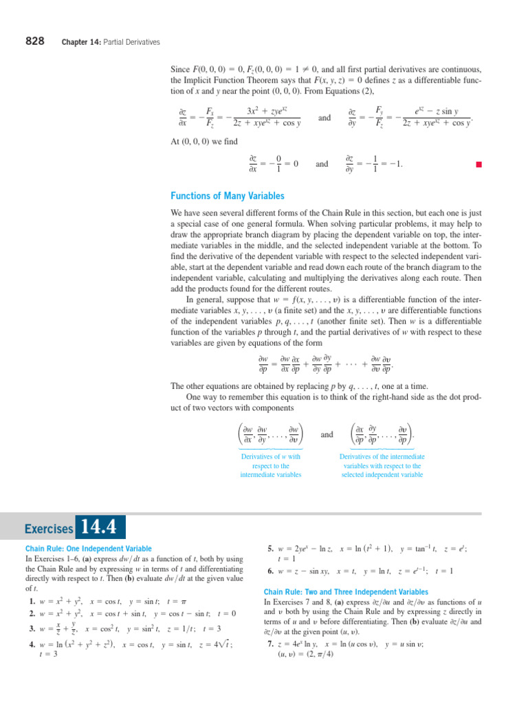 Chain Rule and Partial Derivatives Guide | PDF | Derivative | Variable ...