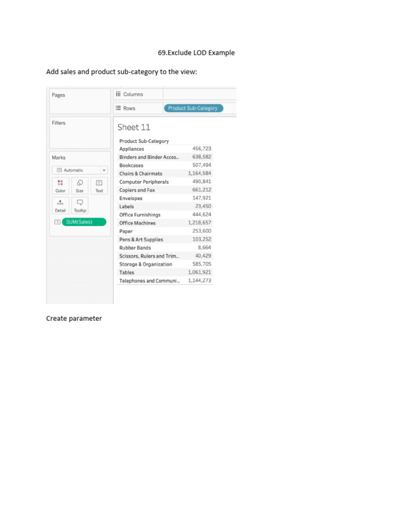 Exclude LOD Example for Sales Analysis | PDF