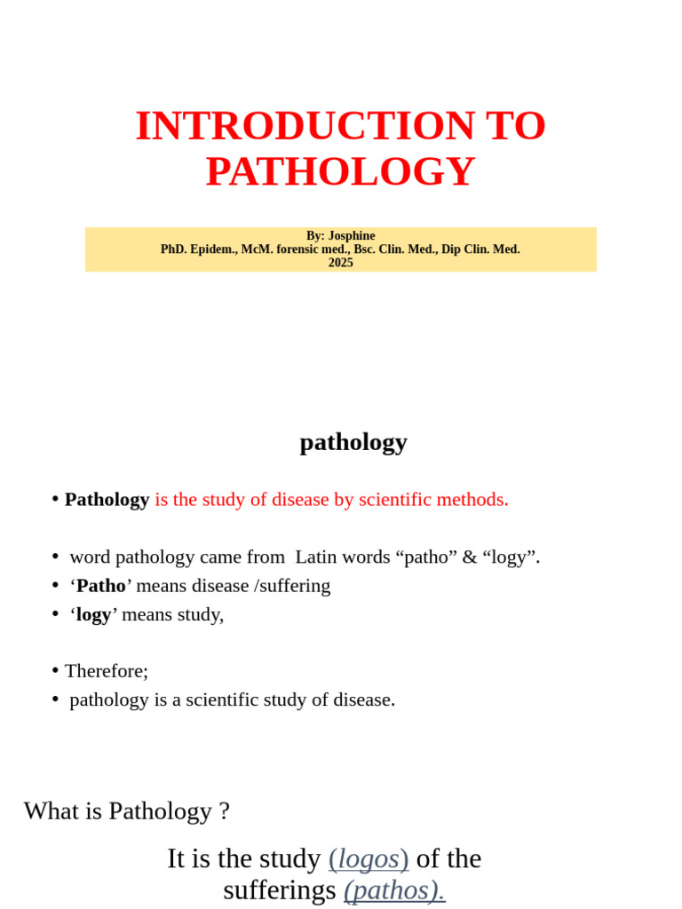 Introduction to Pathology Overview | PDF | Cytopathology | Pathology