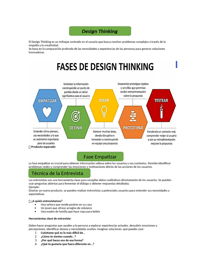 Entrevistas en Design Thinking: Fase Empatizar | PDF | Metodología de ...