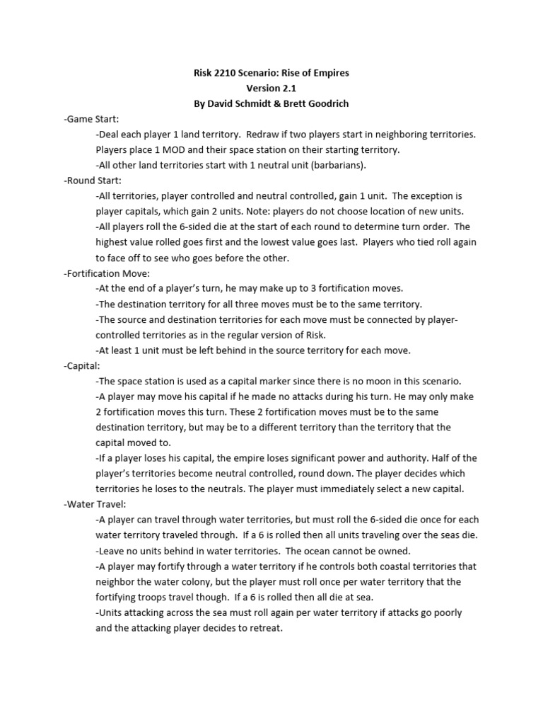 Risk 2210 Rise of Empires v2.1 | PDF | Conflicts | Military