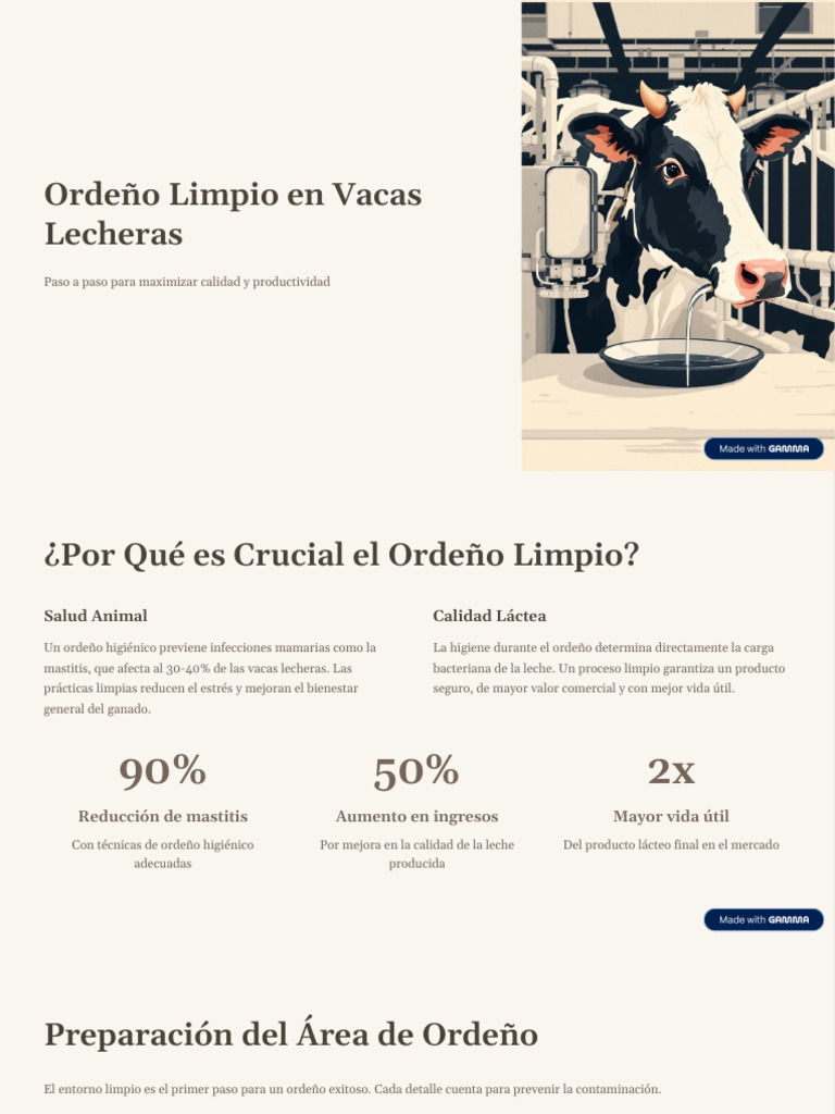 Ordeño Limpio: Mejora la Calidad Láctea | PDF | Leche | Agua