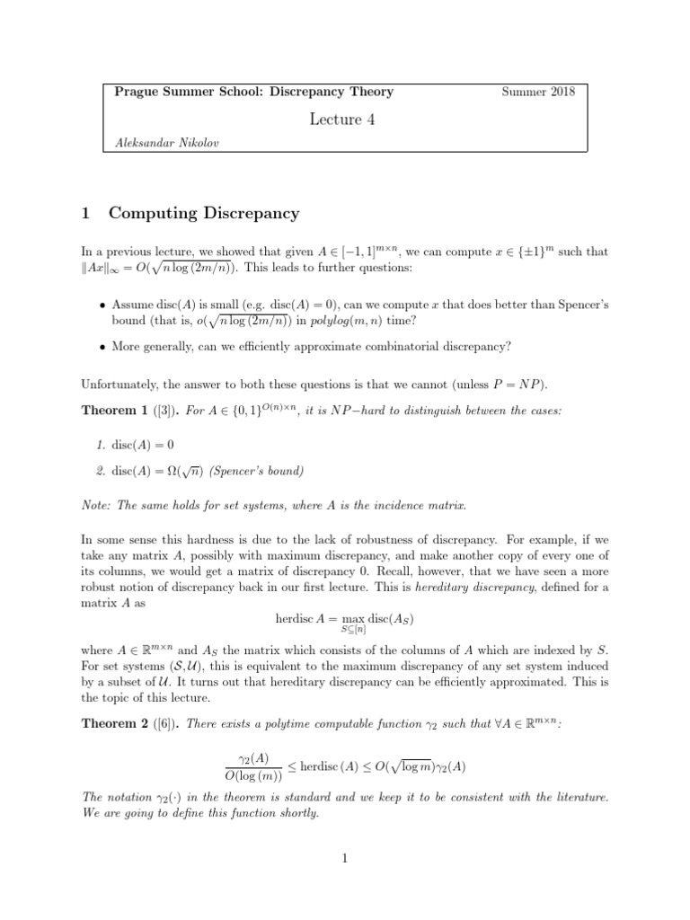 Hereditary Discrepancy in Matrices | PDF | Algebra | Linear Algebra