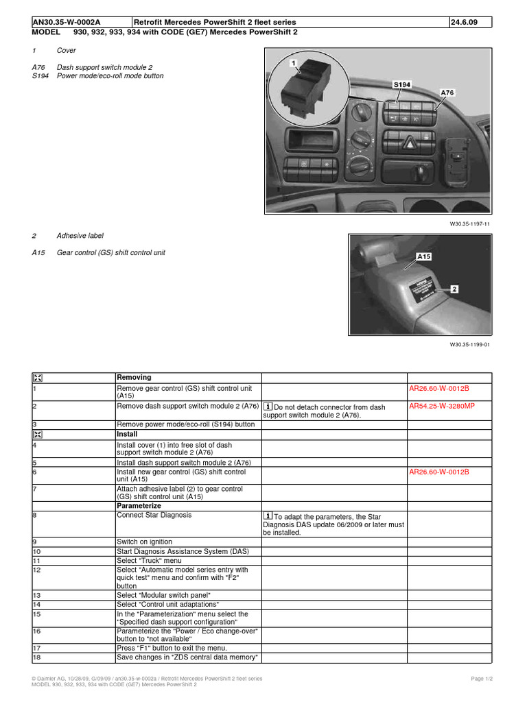 Retrofit Guide for Mercedes PowerShift 2 | PDF | Vehicle Technology | Car