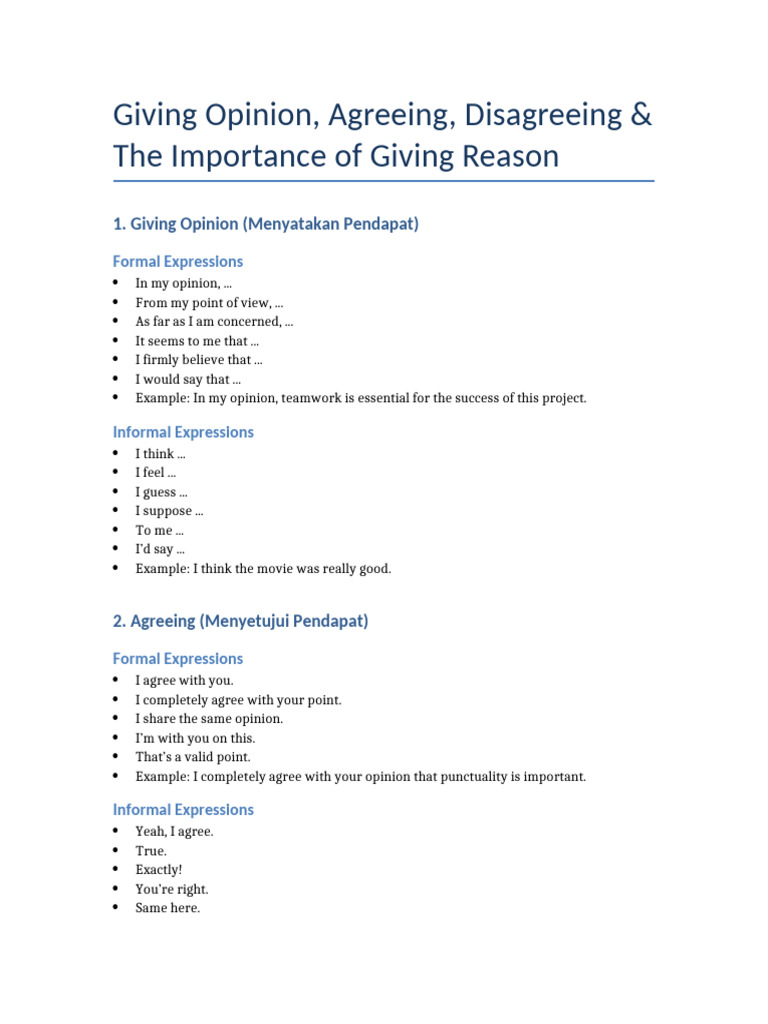 Giving Opinion Agreeing Disagreeing | PDF