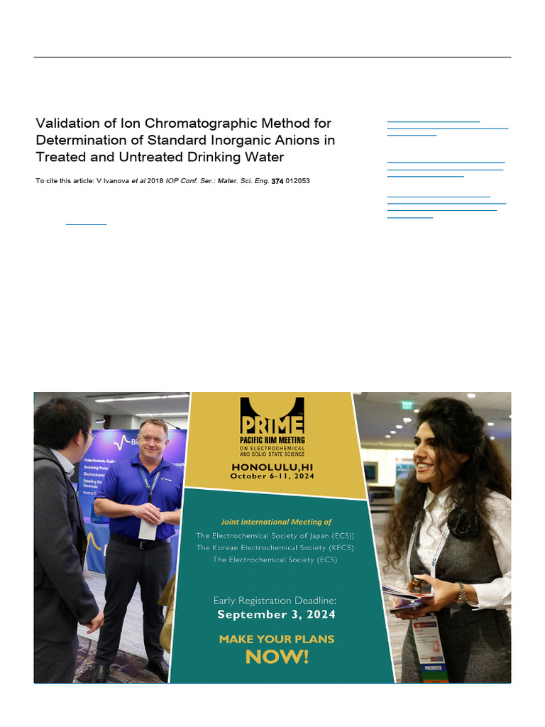 Ion Chromatography for Water Anion Analysis | PDF | Detection Limit ...
