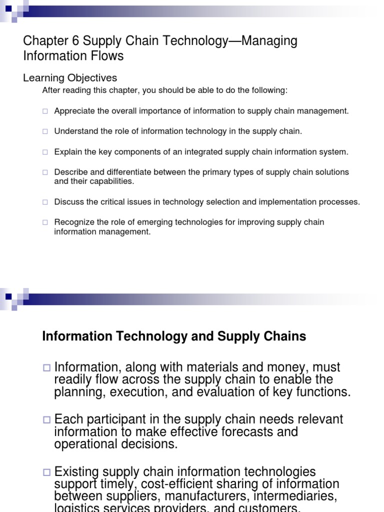 Supply Chain Technology and Information Flow | PDF | Supply Chain ...