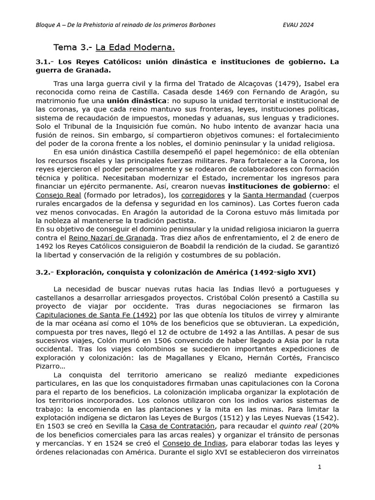 Bloque A - Tema 3 | PDF | Imperio español | España