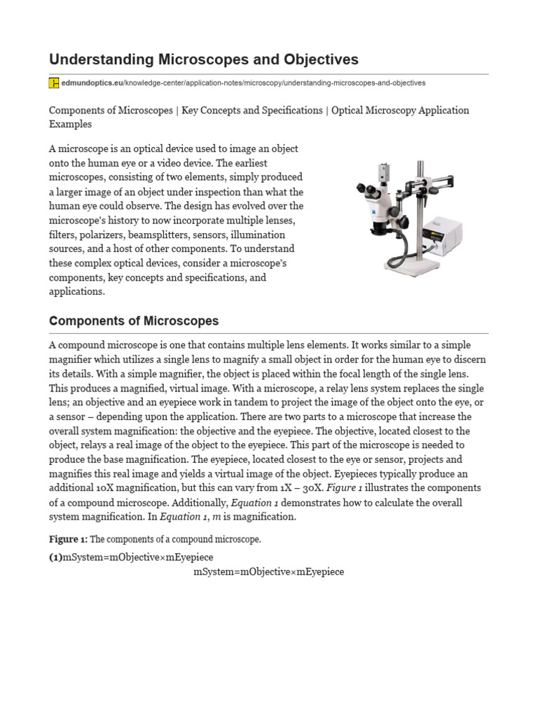 Microscope Components and Functions | PDF | Microscopy | Fluorescence ...