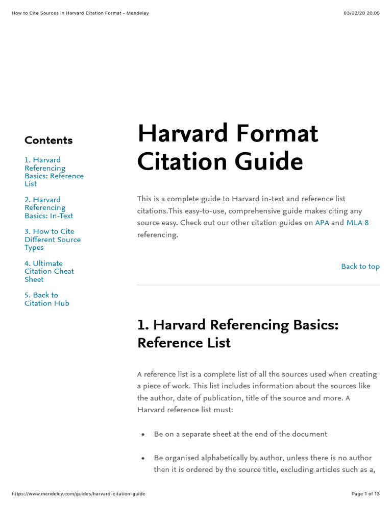 How To Cite Sources in Harvard Citation Format - Mendeley | PDF ...