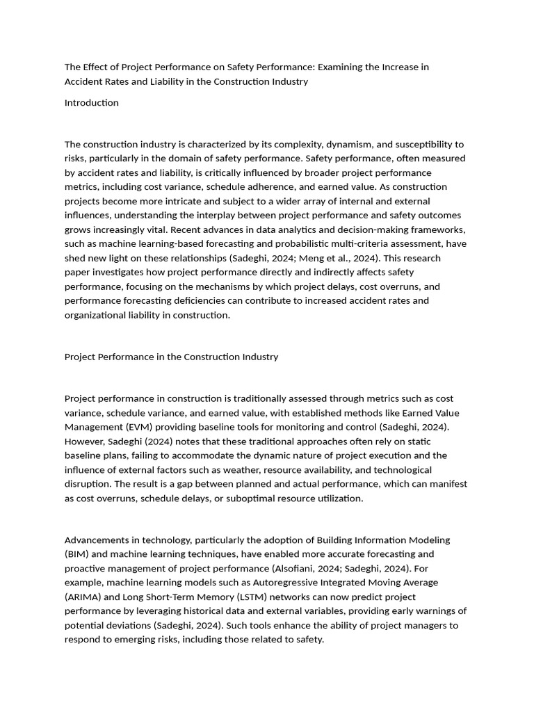 Project Performance's Impact on Safety | PDF | Risk | Safety