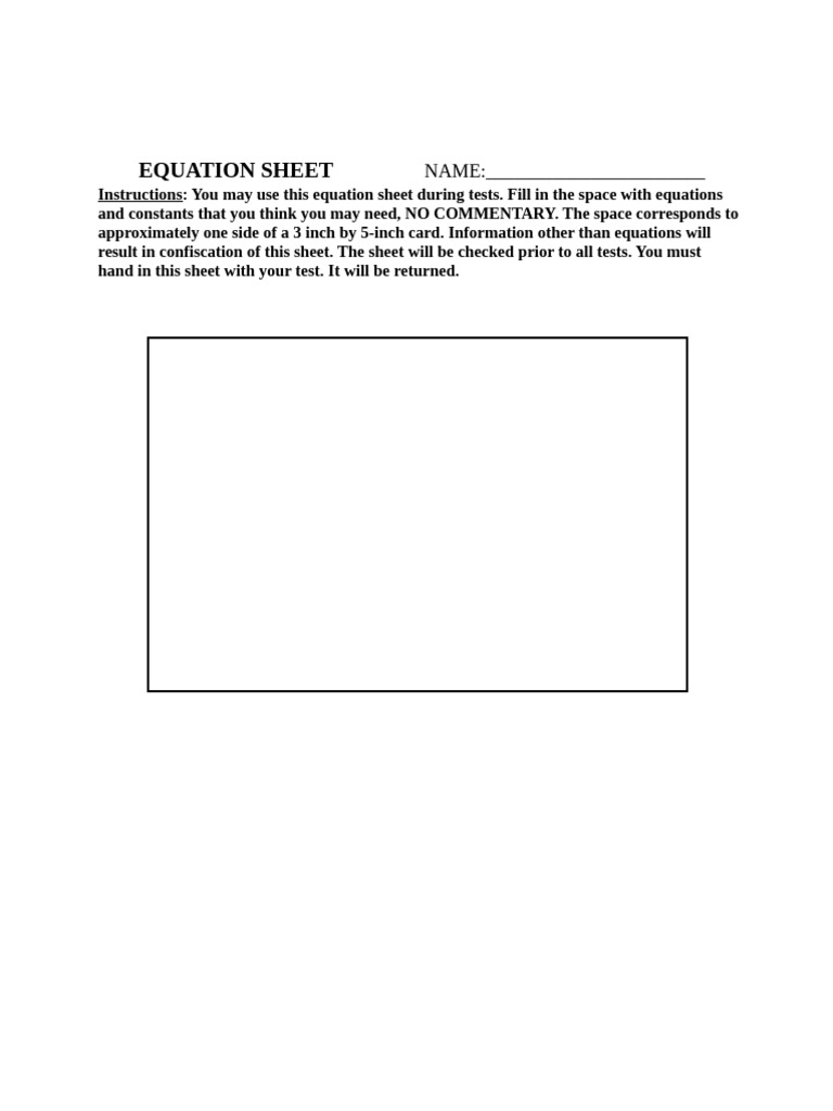 Equation Sheet3by5 | PDF