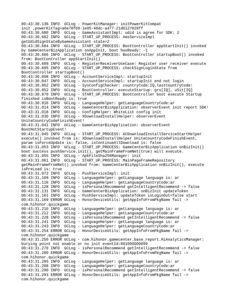 GameCenter Initialization Log Analysis | PDF | Software | Computing