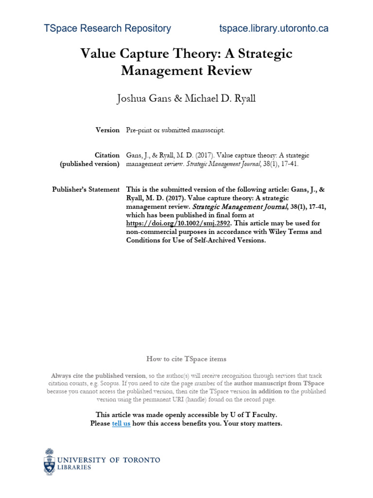 Value Capture Theory in Strategic Management | PDF | Market (Economics ...