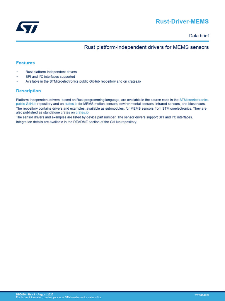 Rust Drivers for MEMS Sensors | PDF | Computing