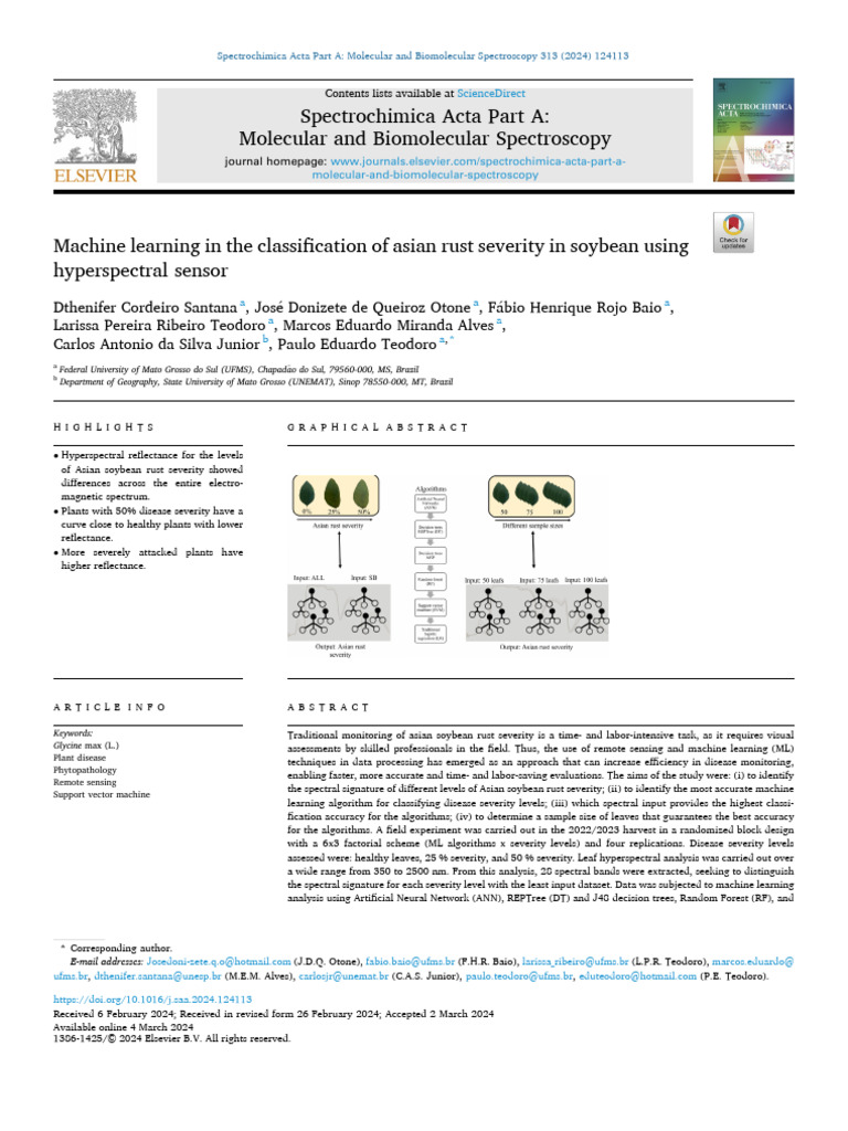Machine Learning in The Classification of Asian Rust Severity in ...