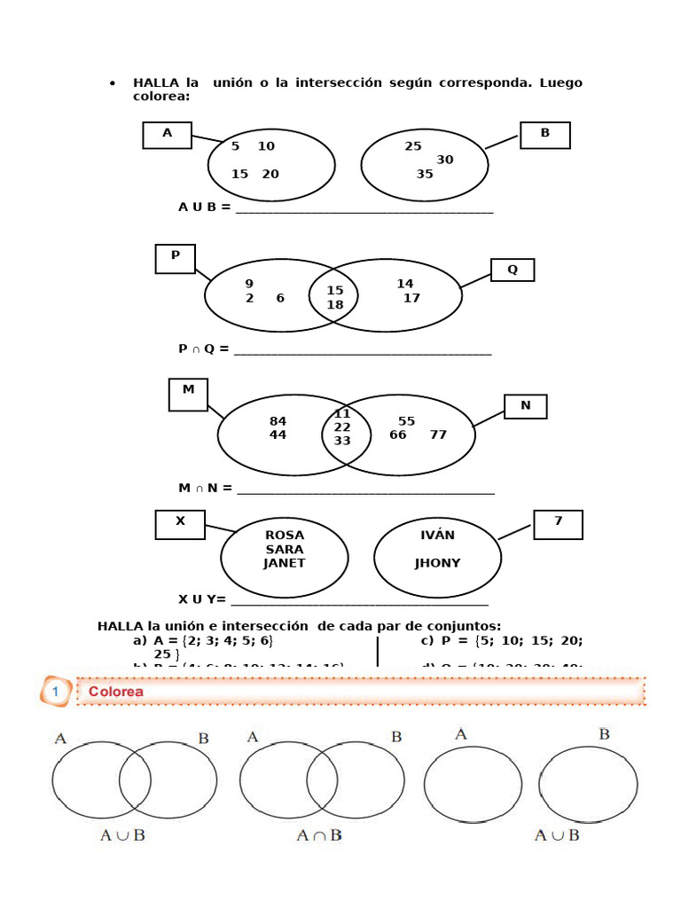 Unión e Intersección de Conjuntos | PDF