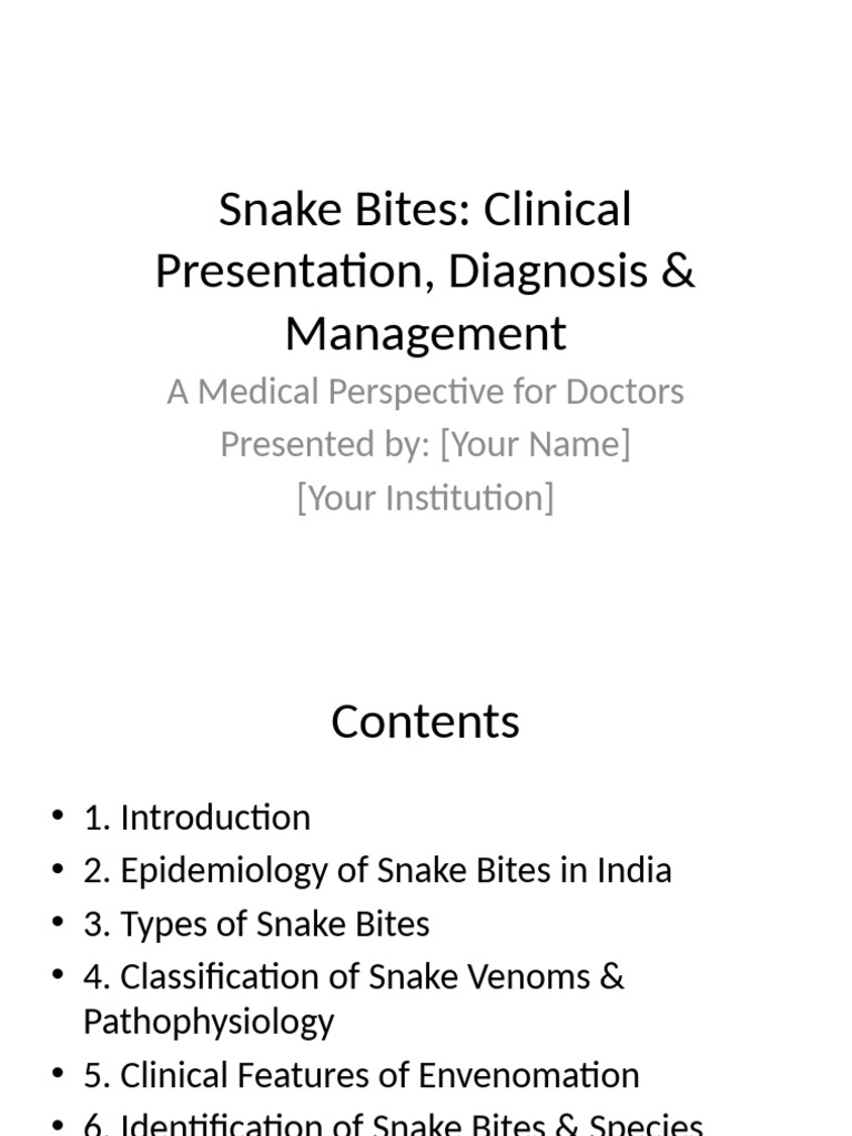 Snake Bites Advanced Presentation Updated | PDF | Human Diseases And ...
