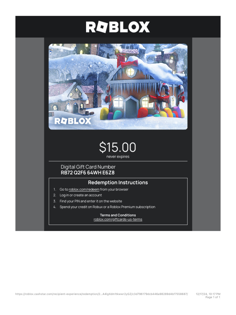 Roblox $15 Gift Card Redemption Guide | PDF