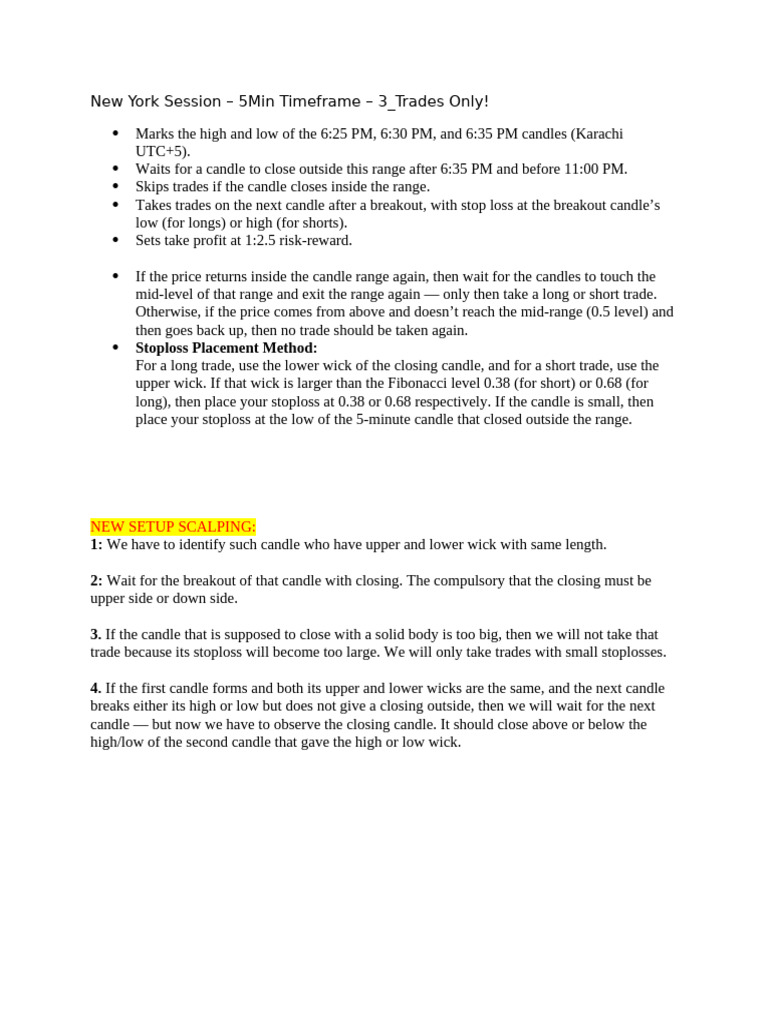 New York Session Scalping Strategy Guide | PDF