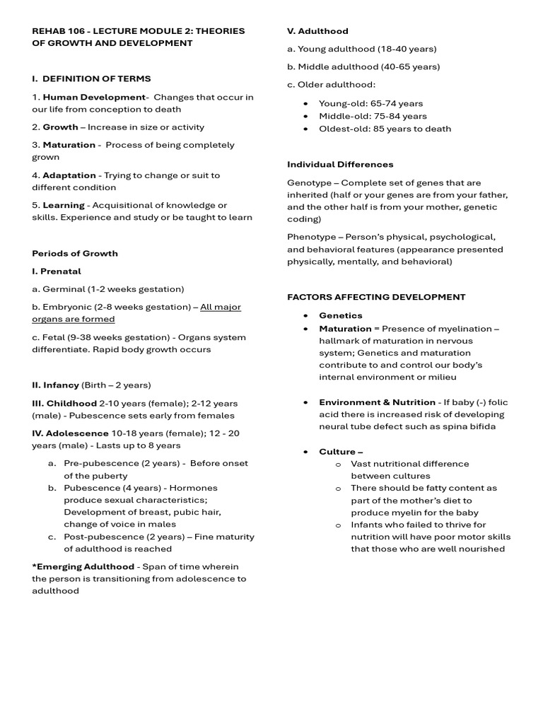 Theories of Human Growth & Development | PDF | Human Life Stages ...