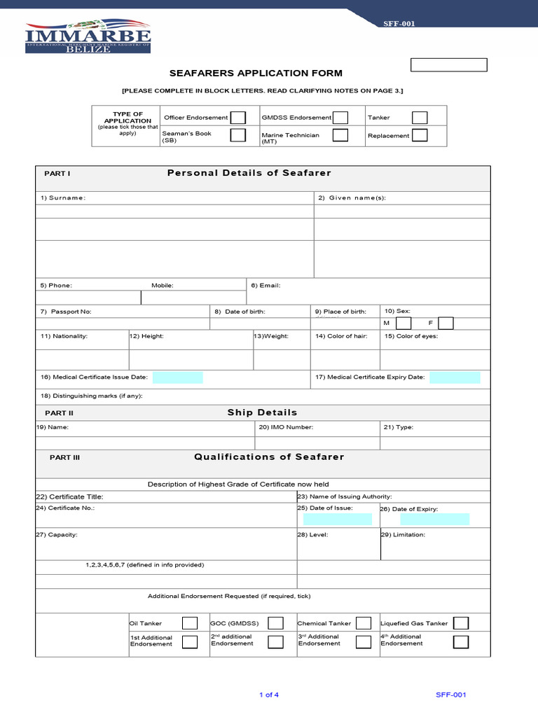Seafarers Application Form Guide | PDF | Sailor