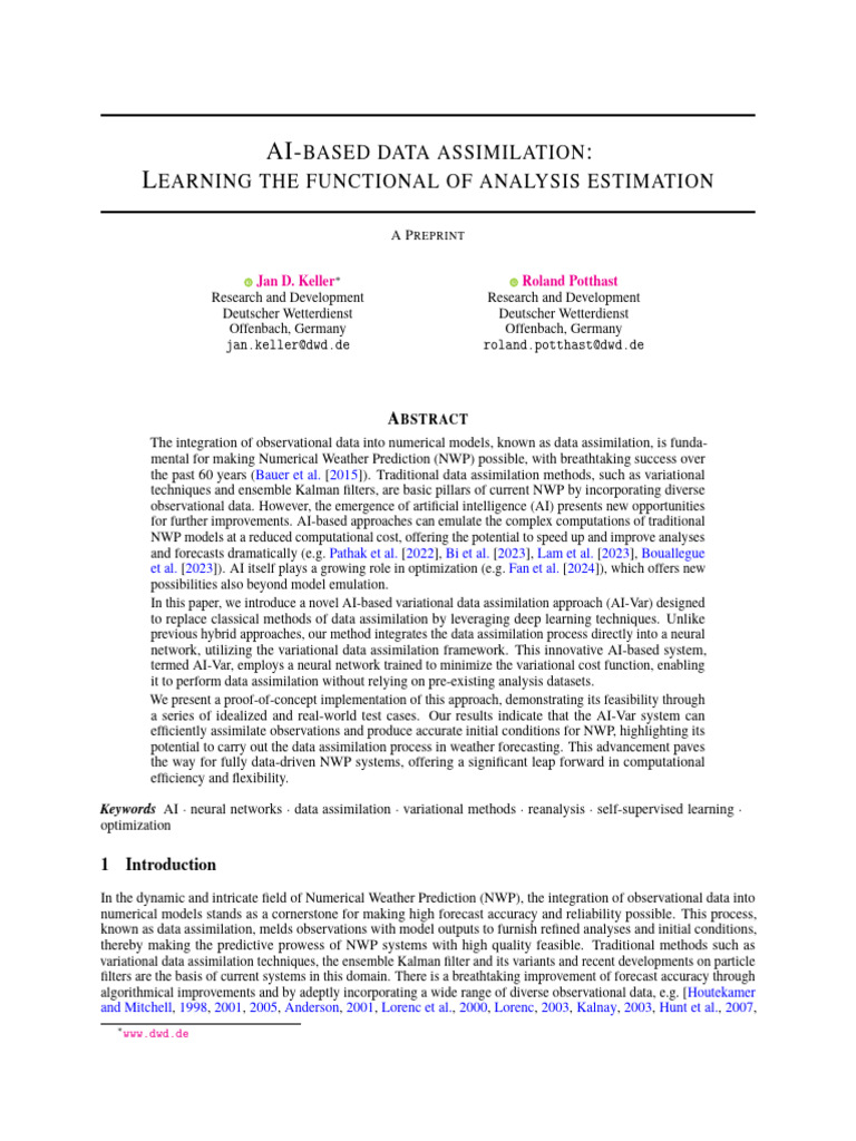 AI-Var: Revolutionizing Data Assimilation | PDF | Numerical Weather ...