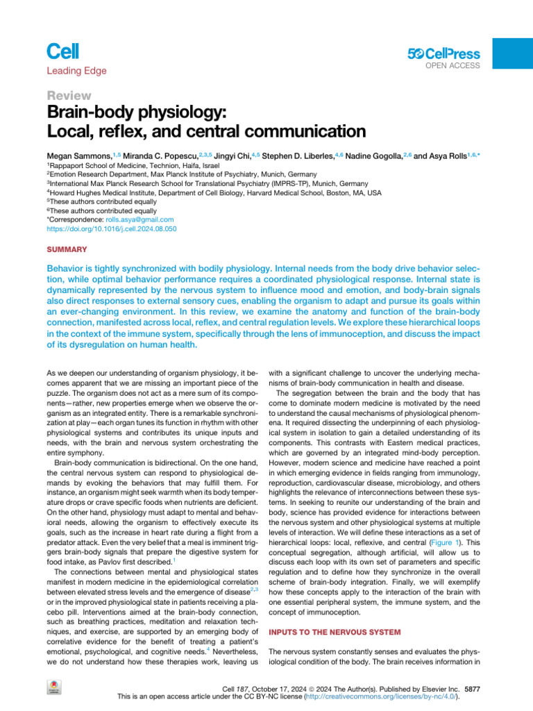 Brain-Body Communication Mechanisms | PDF | Autonomic Nervous System ...