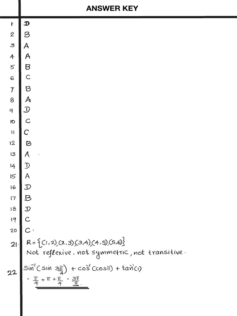 Answer Key for Math Problems | PDF