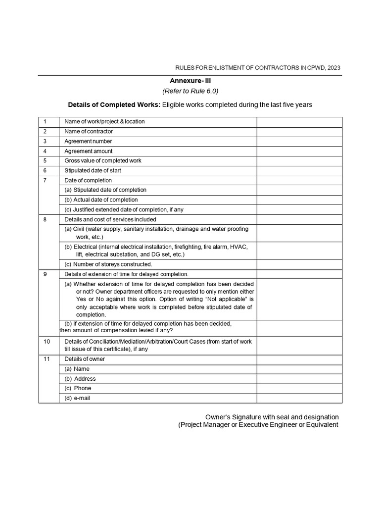 CPWD Contractor Enlistment Rules 2023 | PDF
