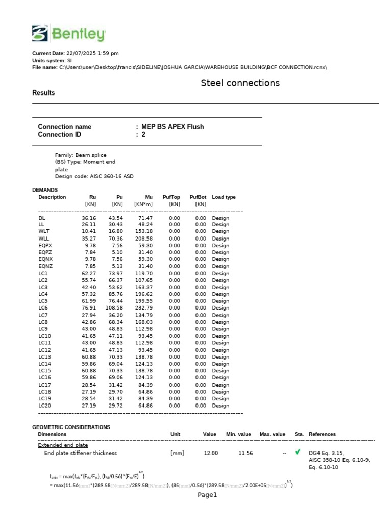 Steel Connection Design Analysis | PDF | Plumbing