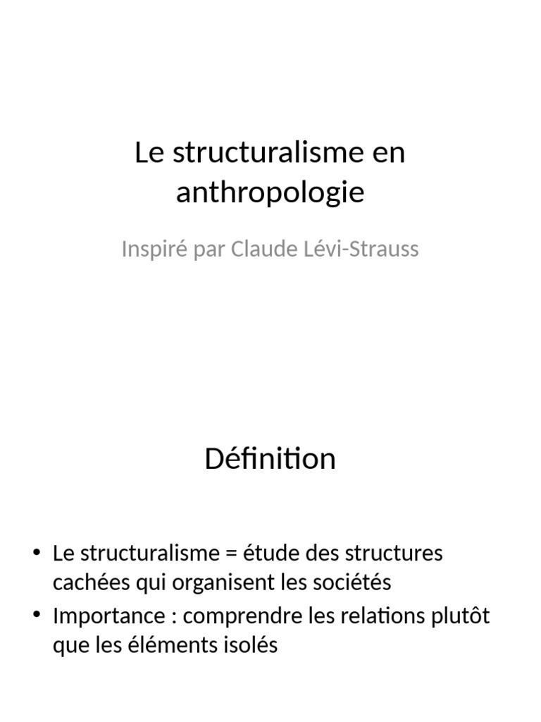 Le structuralisme en anthropologie | PDF