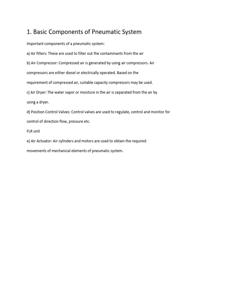 Key Components of Pneumatic Systems | PDF