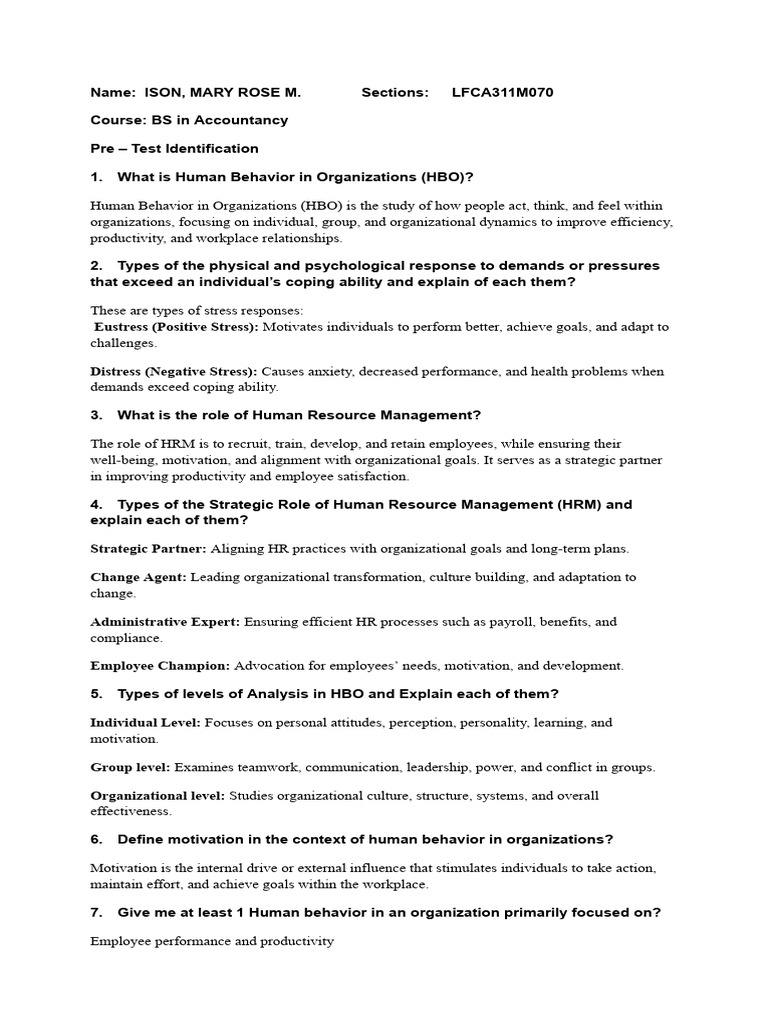 Understanding Human Behavior in Organizations | PDF | Motivation ...