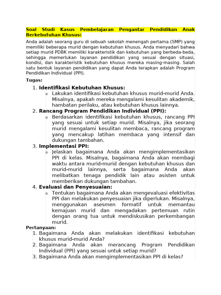 Rancang Program Pendidikan Individual PDBK | PDF