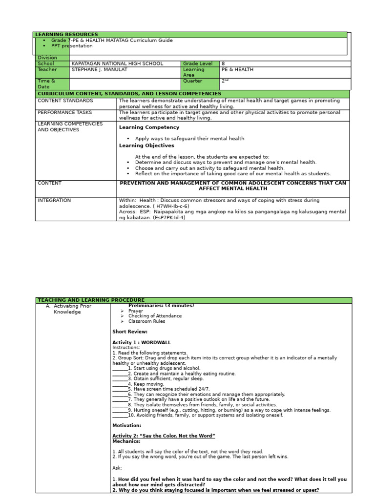Mental Health Strategies for Students | PDF | Mental Health | Learning