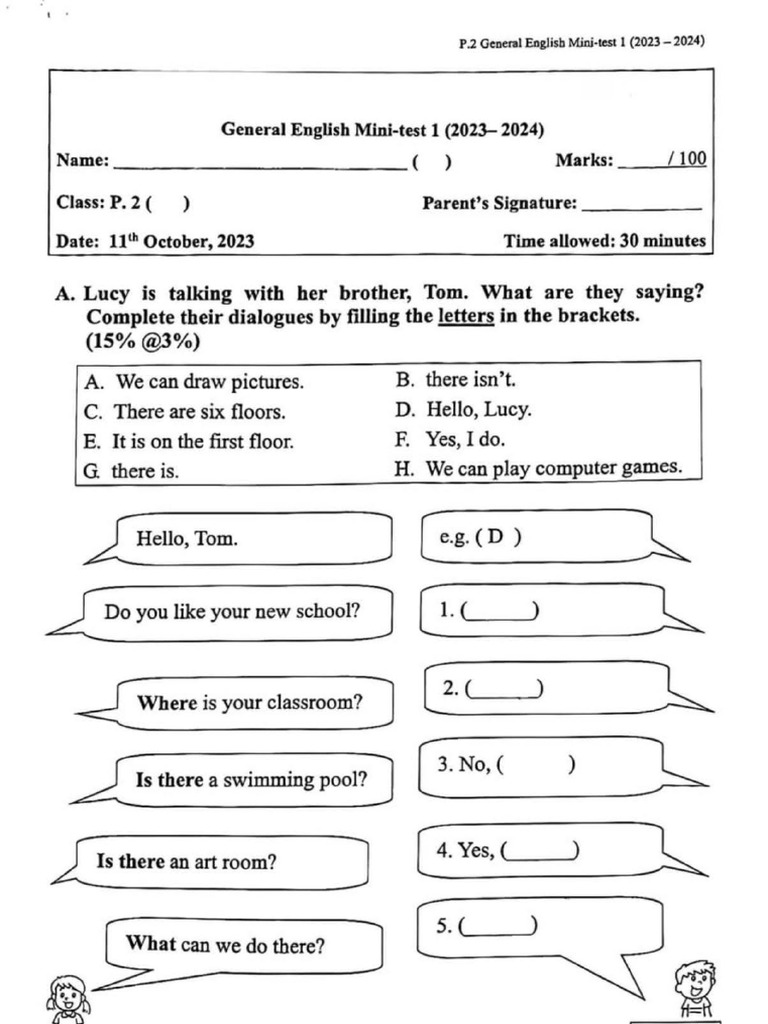 P2 English First Term 01 | PDF