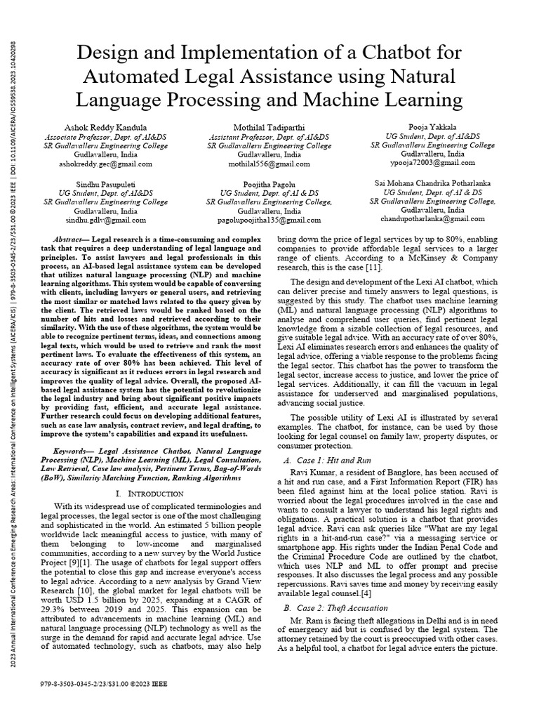 AI Chatbot for Legal Assistance | PDF | Information Retrieval ...