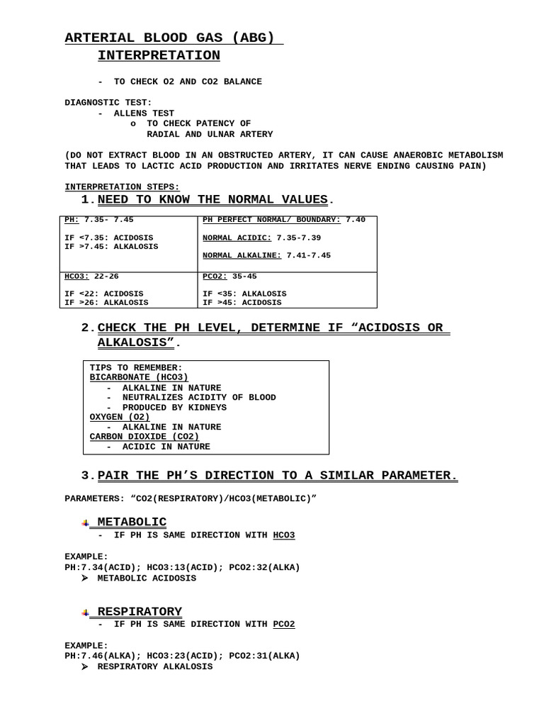 Arterial Blood Gas | PDF