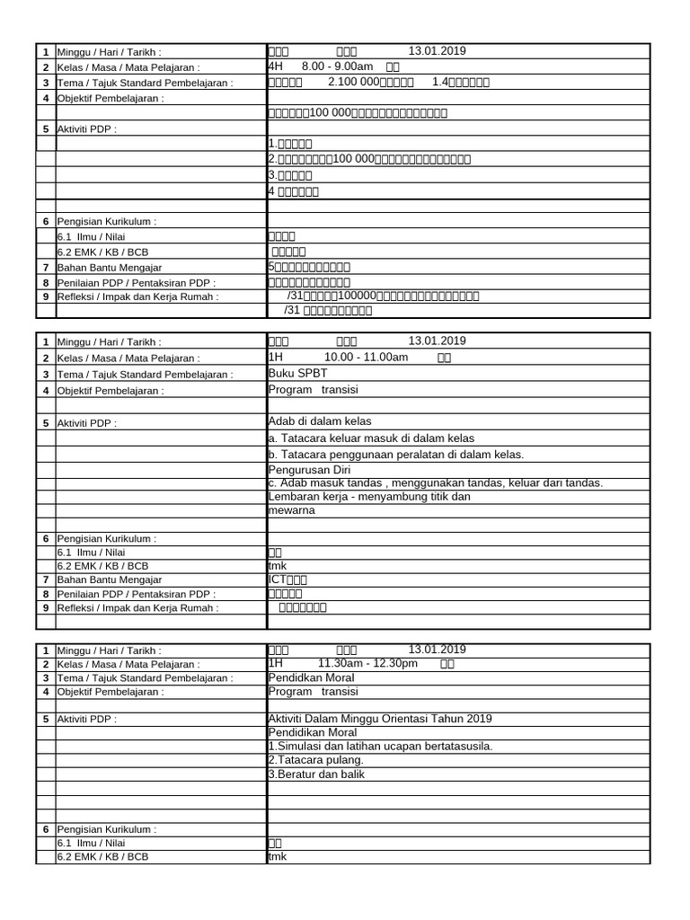 RPH 2016 Minggu 3 | PDF