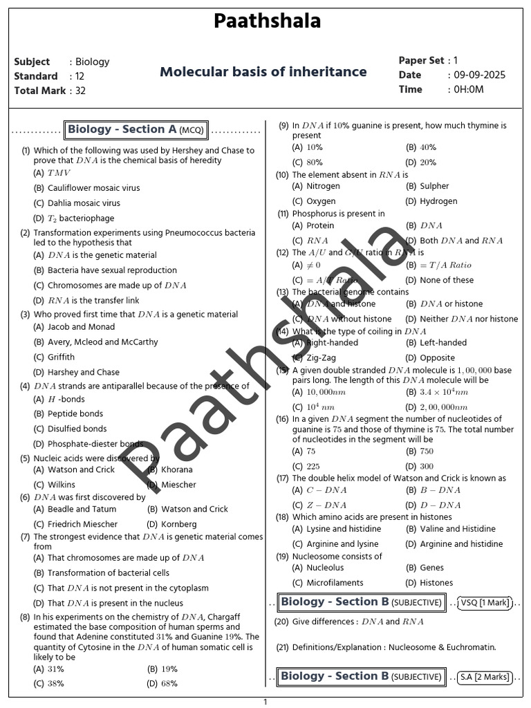 Molecular Basis of Inheritance 920723 1 1757420833 | PDF | Dna | Genetics