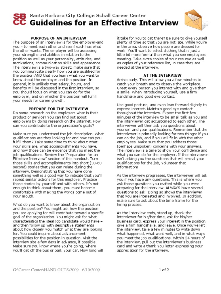 Guidelines for Effective Interview PDF Interview Question