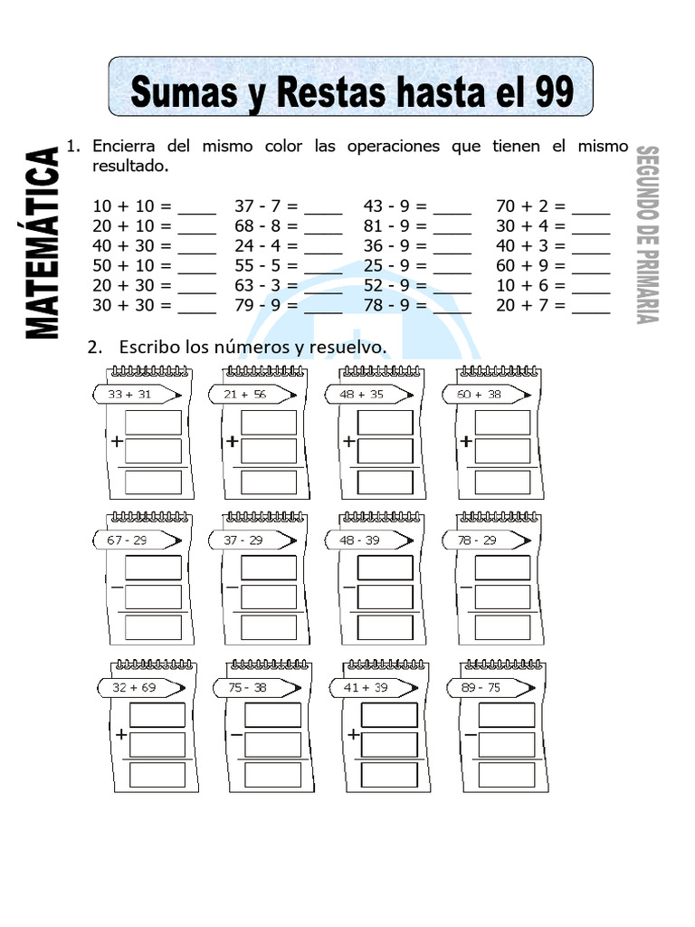 Ejercicios de Matemáticas para 2º Primaria | PDF | Aritmética ...