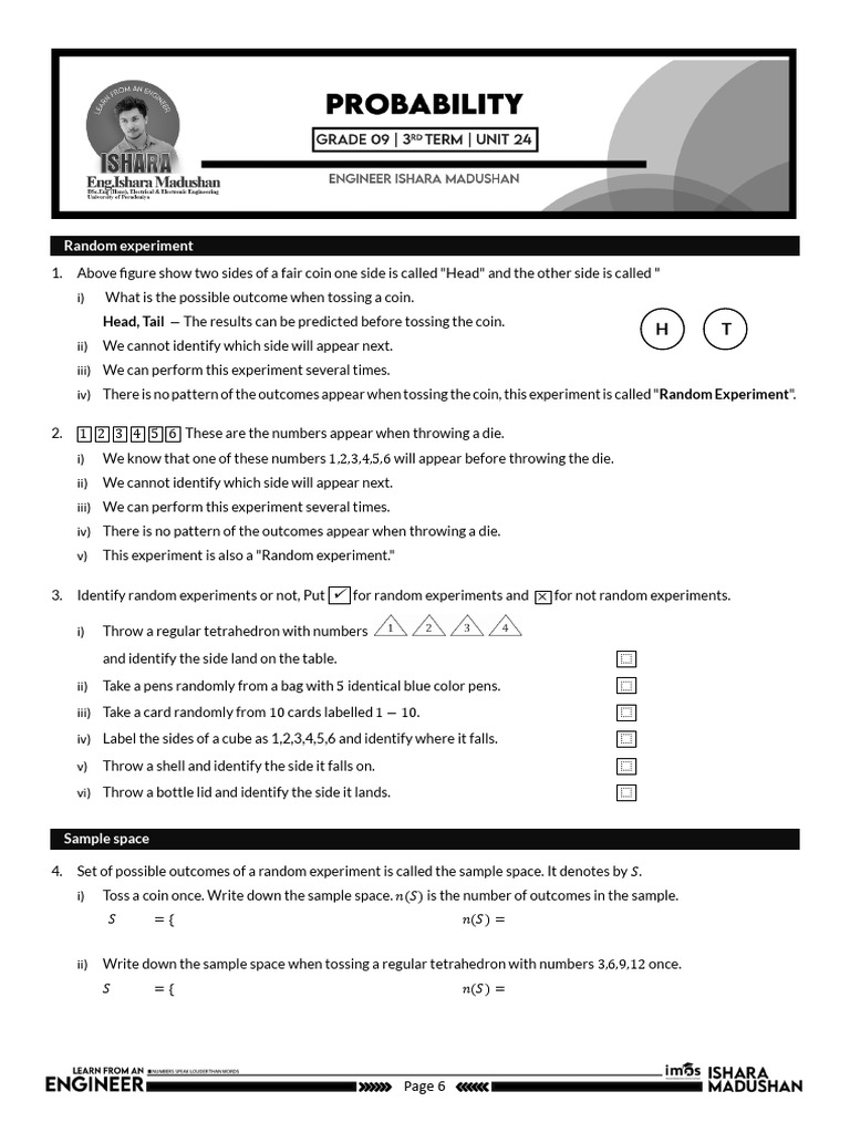 Grade 09 - Unit 24 - EM | PDF | Probability And Statistics | Probability