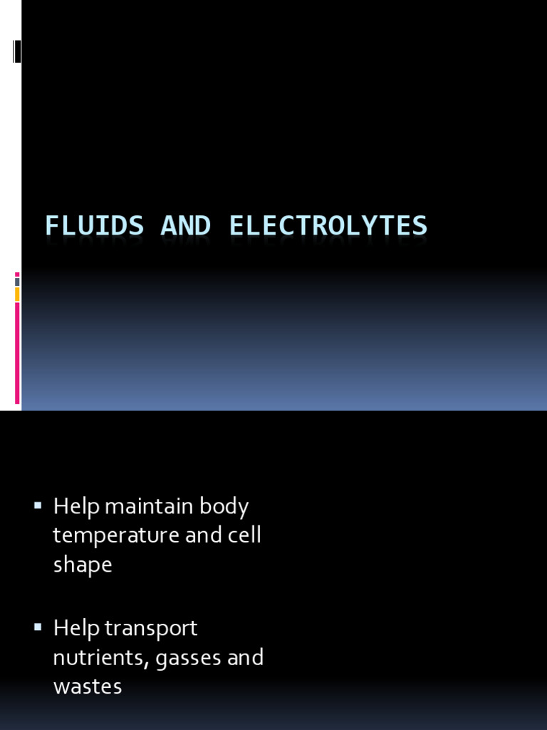 4 Fluids and Electrolytes | PDF | Dehydration | Medical Specialties