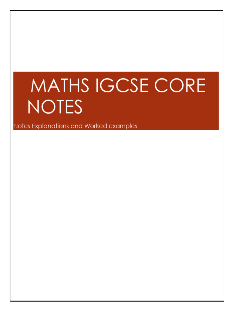 IGCSE Core Maths Notes & Examples | PDF | Numbers | Inequality ...