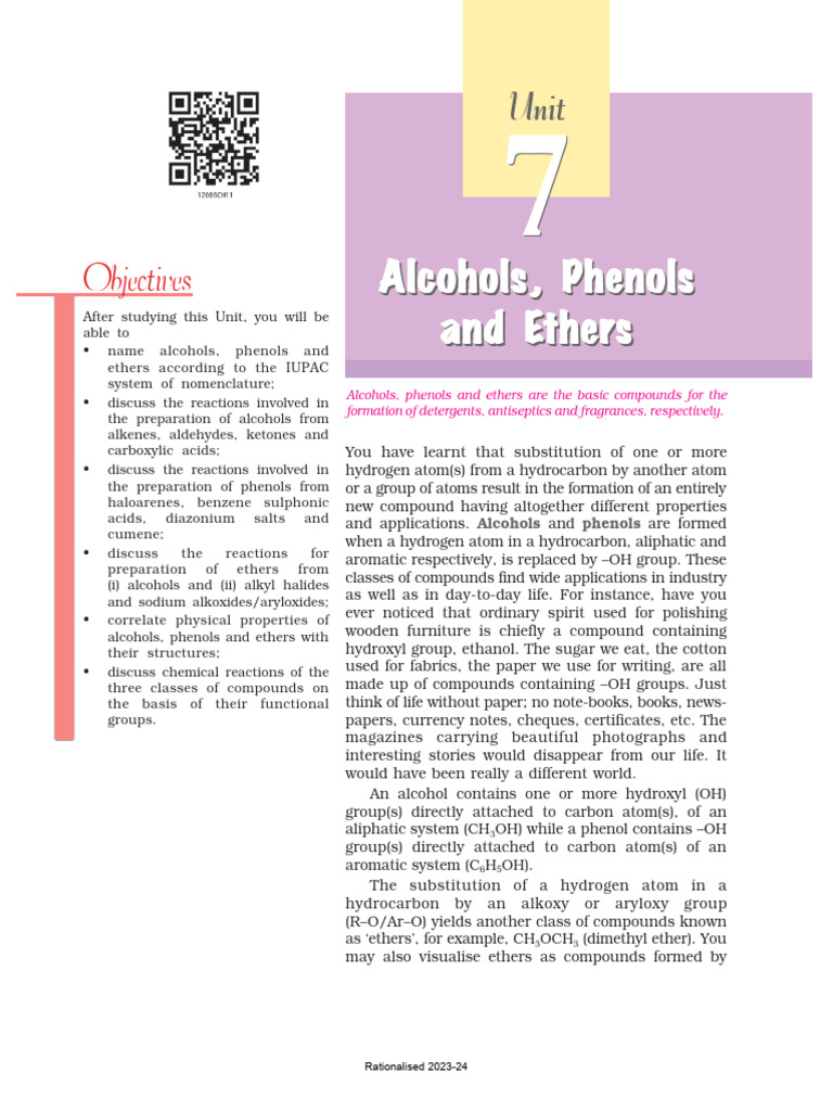 12 Chemistry NCERT Chapter 7 | PDF | Ether | Aldehyde